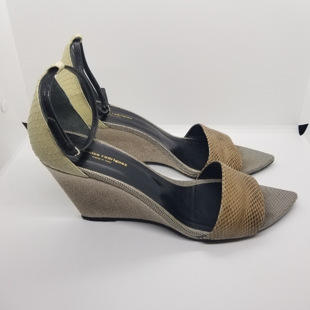 Narciso Rodriguez snakeskin wedge sandals